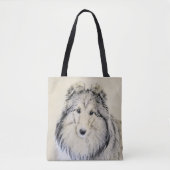 Shetland Sheepdog Painting - Cute Original Dog Art Tote Bag (Voorkant)