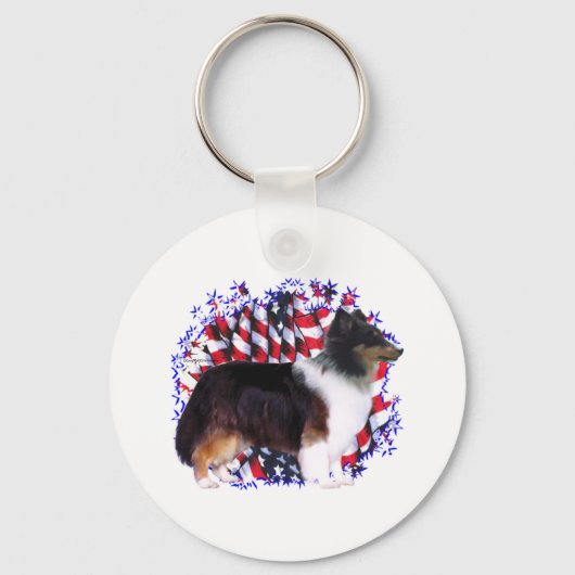 Shetland Sheepdog Patriot Sleutelhanger (Voorkant)