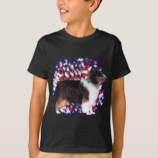 Shetland Sheepdog Patriot T-shirt (Voorkant)