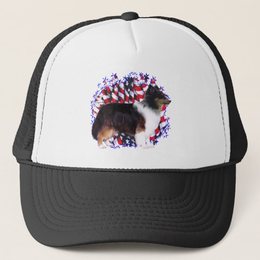 Shetland Sheepdog Patriot Trucker Pet (Voorkant)
