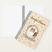 Shetland Sheepdog Paw Print & Floral Cute Notitieboek (Binnen)