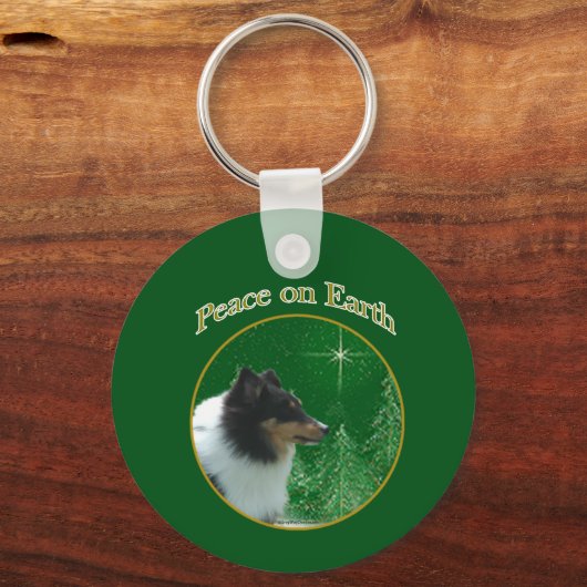 Shetland Sheepdog Peace Sleutelhanger (Voorkant)
