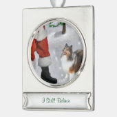 Shetland Sheepdog Persoonlijke kerstmis Verzilverd Banner Ornament (Links)