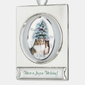 Shetland Sheepdog Persoonlijke kerstmis Verzilverd Banner Ornament (Links)