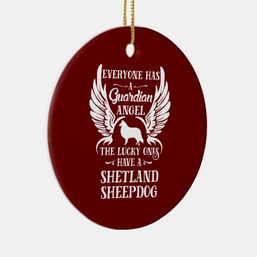 Shetland Sheepdog pet guardian angel Keramisch Ornament (Rechts)