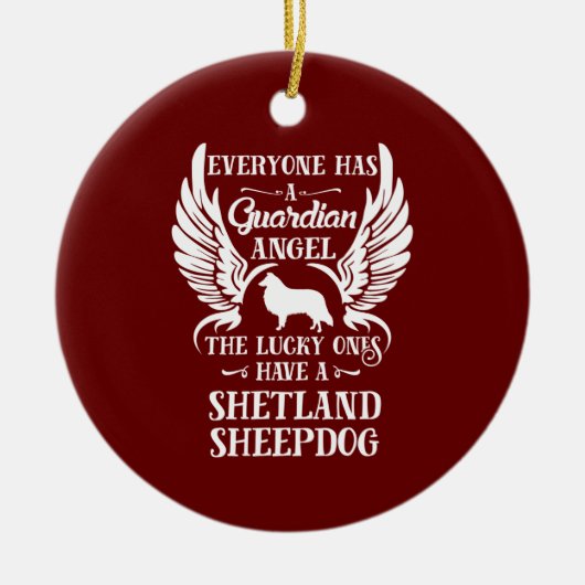Shetland Sheepdog pet guardian angel Keramisch Ornament (Voorkant)