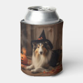 Shetland Sheepdog pompoenen Halloween eng Blikjeskoeler (Blikje Voorkant)