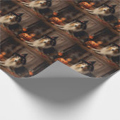 Shetland Sheepdog pompoenen Halloween eng Cadeaupapier (Hoek)