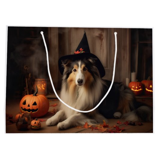Shetland Sheepdog pompoenen Halloween eng Groot Cadeauzakje (Achterkant)
