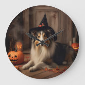 Shetland Sheepdog pompoenen Halloween eng Grote Klok (Voorkant)