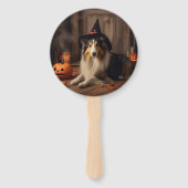 Shetland Sheepdog pompoenen Halloween eng Handwaaier (Achterkant)