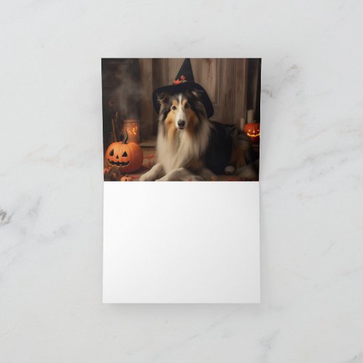 Shetland Sheepdog pompoenen Halloween eng Kaart (Binnen)