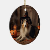 Shetland Sheepdog pompoenen Halloween eng Keramisch Ornament (Rechts)