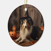 Shetland Sheepdog pompoenen Halloween eng Keramisch Ornament (Links)