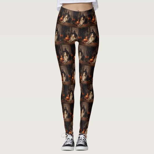 Shetland Sheepdog pompoenen Halloween eng Leggings (Voorkant)