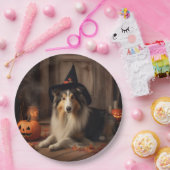 Shetland Sheepdog pompoenen Halloween eng Papieren Bordje (Feest)