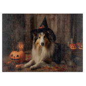 Shetland Sheepdog pompoenen Halloween eng Snijplank (Voorkant)