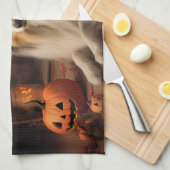 Shetland Sheepdog pompoenen Halloween eng Theedoek (Quarter Fold)