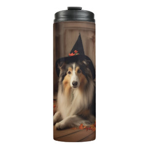 Shetland Sheepdog pompoenen Halloween eng Thermosbeker