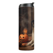 Shetland Sheepdog pompoenen Halloween eng Thermosbeker (Gedraaid links)