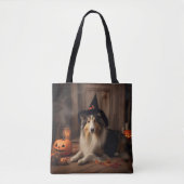 Shetland Sheepdog pompoenen Halloween eng Tote Bag (Voorkant)