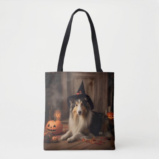 Shetland Sheepdog pompoenen Halloween eng Tote Bag (Voorkant)