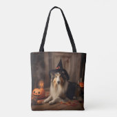 Shetland Sheepdog pompoenen Halloween eng Tote Bag (Achterkant)