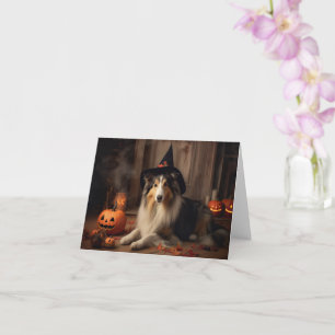 Shetland Sheepdog Pompoenen Halloween Griezelen Kaart