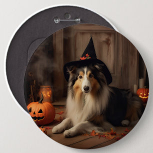 Shetland Sheepdog Pompoenen Halloween Griezelen  Ronde Button 6,0 Cm