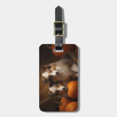 Shetland Sheepdog Puppy Herfst Delight Pompoen Bagagelabel (Voorkant verticaal)