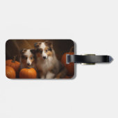 Shetland Sheepdog Puppy Herfst Delight Pompoen Bagagelabel (Achterkant horizontaal)