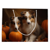 Shetland Sheepdog Puppy Herfst Delight Pompoen Groot Cadeauzakje (Achterkant)