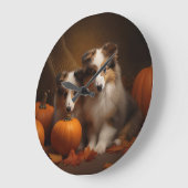 Shetland Sheepdog Puppy Herfst Delight Pompoen Grote Klok (Hoek)