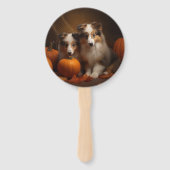 Shetland Sheepdog Puppy Herfst Delight Pompoen Handwaaier (Achterkant)