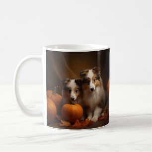 Shetland Sheepdog Puppy Herfst Delight Pompoen Koffiemok