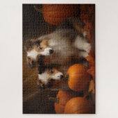 Shetland Sheepdog Puppy Herfst Delight Pompoen Legpuzzel (Verticaal)