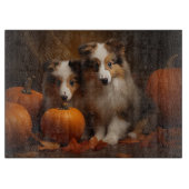 Shetland Sheepdog Puppy Herfst Delight Pompoen Snijplank (Voorkant)