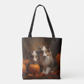 Shetland Sheepdog Puppy Herfst Delight Pompoen Tote Bag (Achterkant)