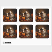 Shetland Sheepdog Puppy Herfst Delight Pompoen Vierkante Sticker (Vel)