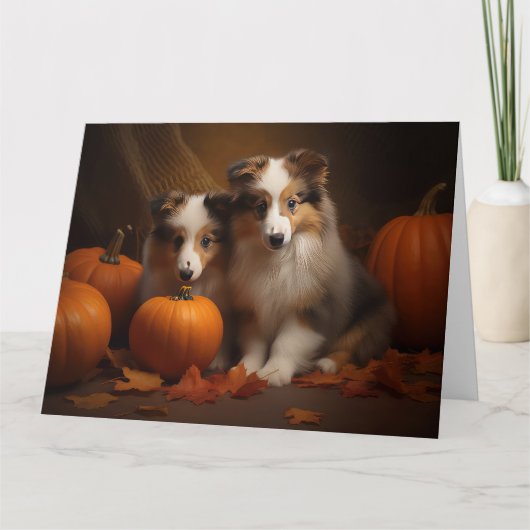 Shetland Sheepdog Puppy Herfstpomp  Kaart (Voorkant)