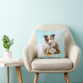 Shetland Sheepdog Puppy Huisdier Waterverf Bloem Kussen (Stoel)