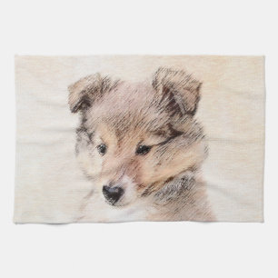 Shetland Sheepdog Puppy Painting Original Dog Art Theedoek