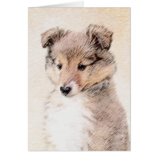 Shetland Sheepdog Puppy Pap Painting Original Dog  (Voorkant)