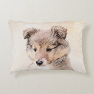 Shetland Sheepdog Puppy Pap Painting Original Dog Accent Kussen