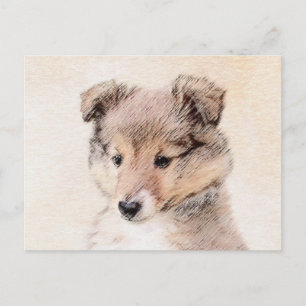 Shetland Sheepdog Puppy Pap Painting Original Dog  Briefkaart