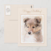 Shetland Sheepdog Puppy Pap Painting Original Dog  Briefkaart (Voorkant / Achterkant)