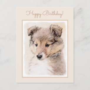 Shetland Sheepdog Puppy Pap Painting Original Dog  Briefkaart
