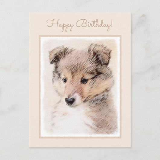 Shetland Sheepdog Puppy Pap Painting Original Dog  Briefkaart (Voorkant)