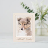 Shetland Sheepdog Puppy Pap Painting Original Dog Briefkaart (Staand voorkant)