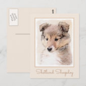 Shetland Sheepdog Puppy Pap Painting Original Dog Briefkaart (Voorkant / Achterkant)
